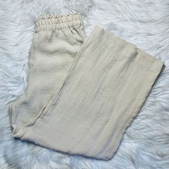 H&M Wide Leg Pull On Pants Khaki Size Small - Picture 2 of 6
